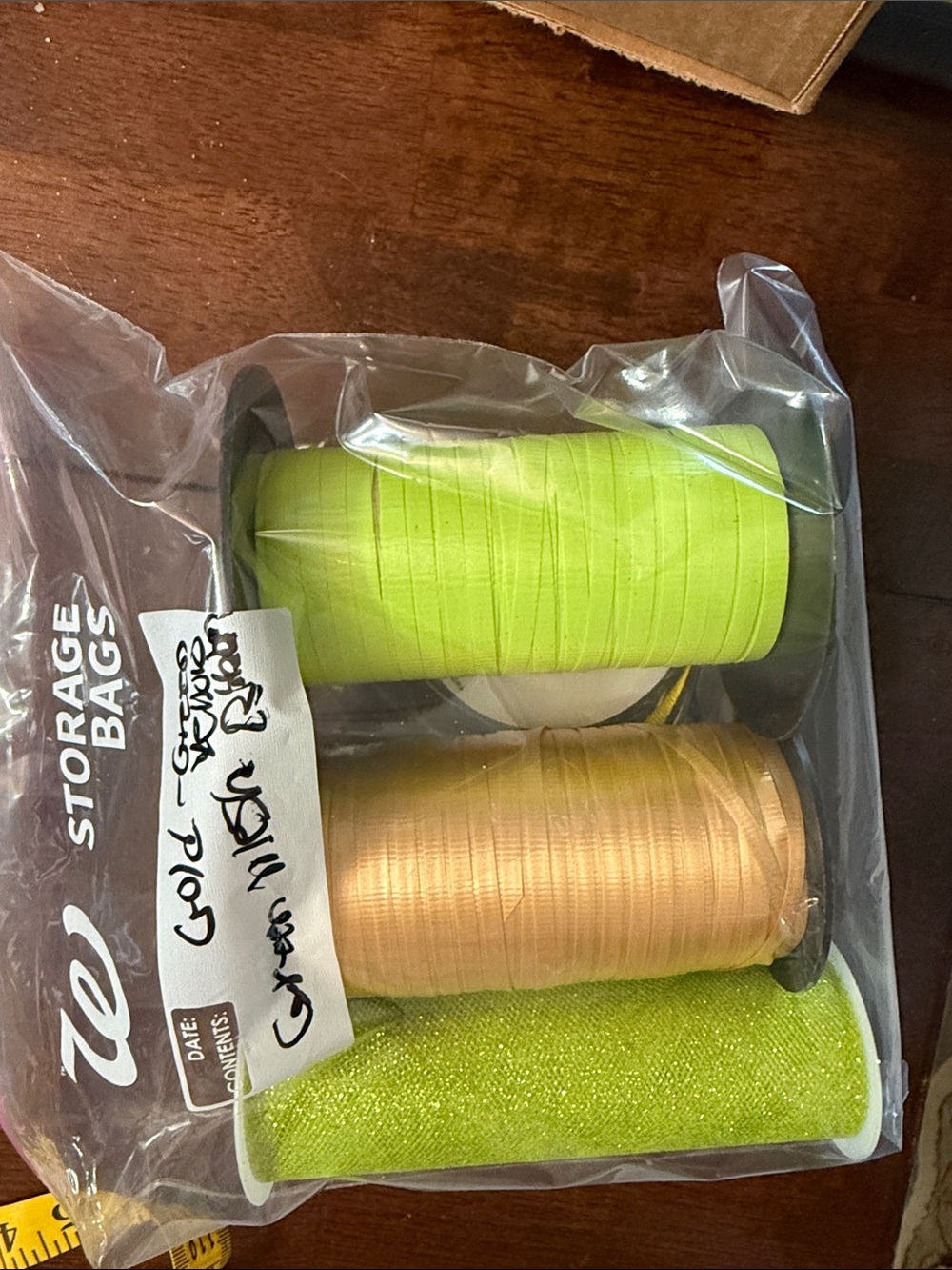 Storia Neon Lime and Gold Decorative Ribbon Spools